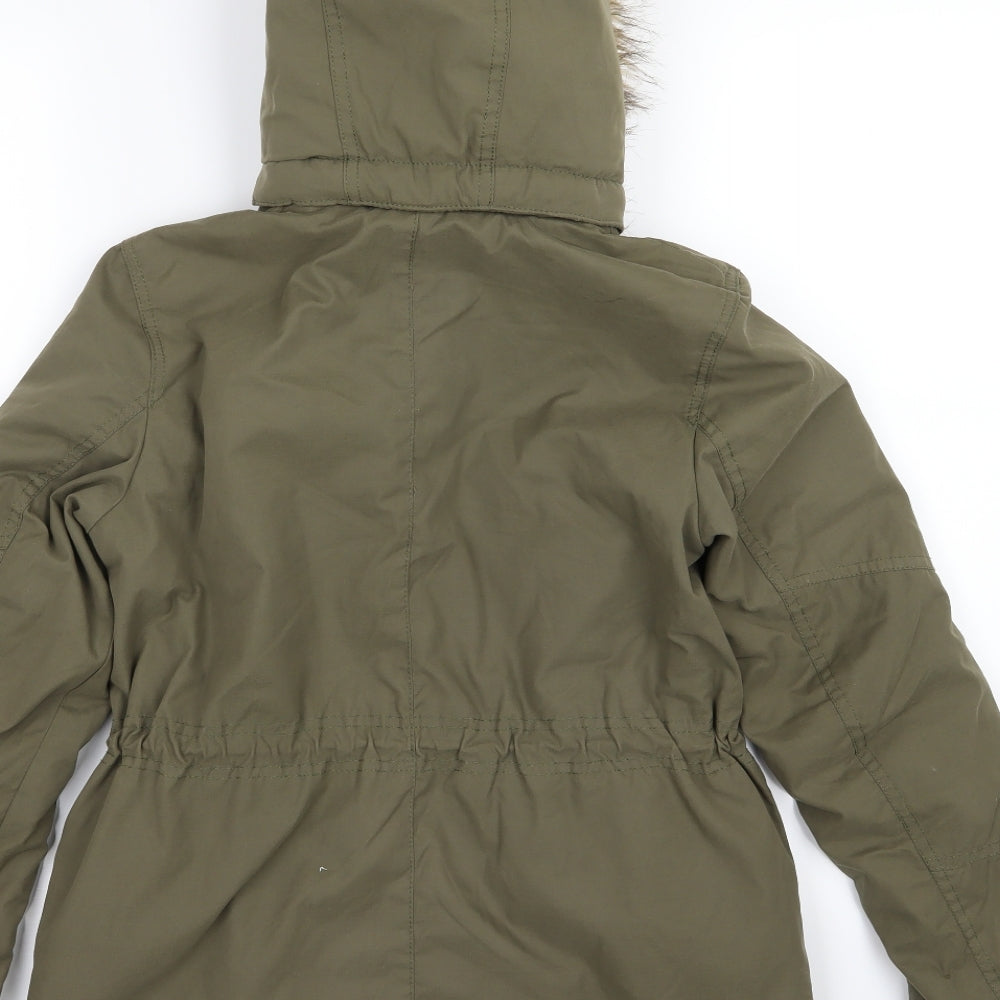 H&M Girls Green   Basic Coat Coat Size 9-10 Years