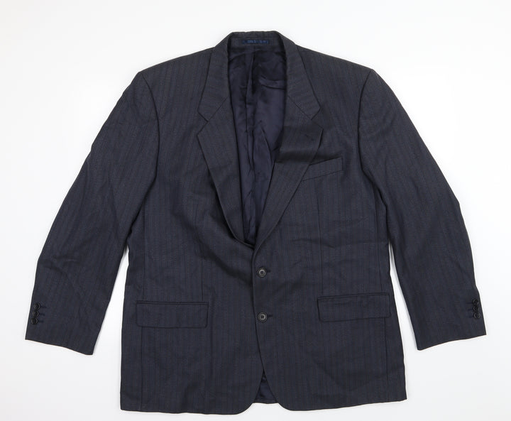 HR Tailoring Mens Blue Striped  Jacket Suit Jacket Size 46