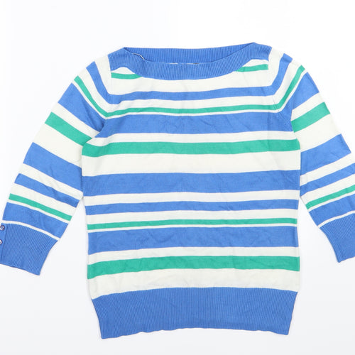 BHS Womens Blue Striped Knit Pullover Jumper Size 8