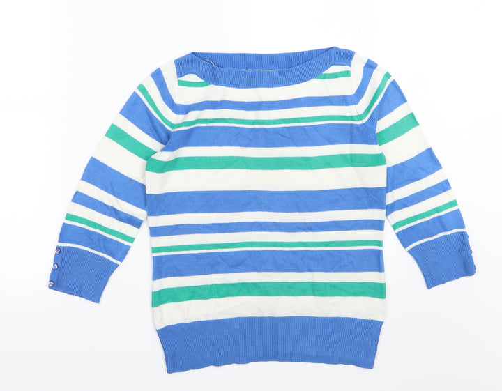 BHS Womens Blue Striped Knit Pullover Jumper Size 8