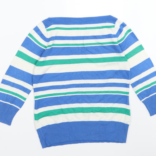 BHS Womens Blue Striped Knit Pullover Jumper Size 8