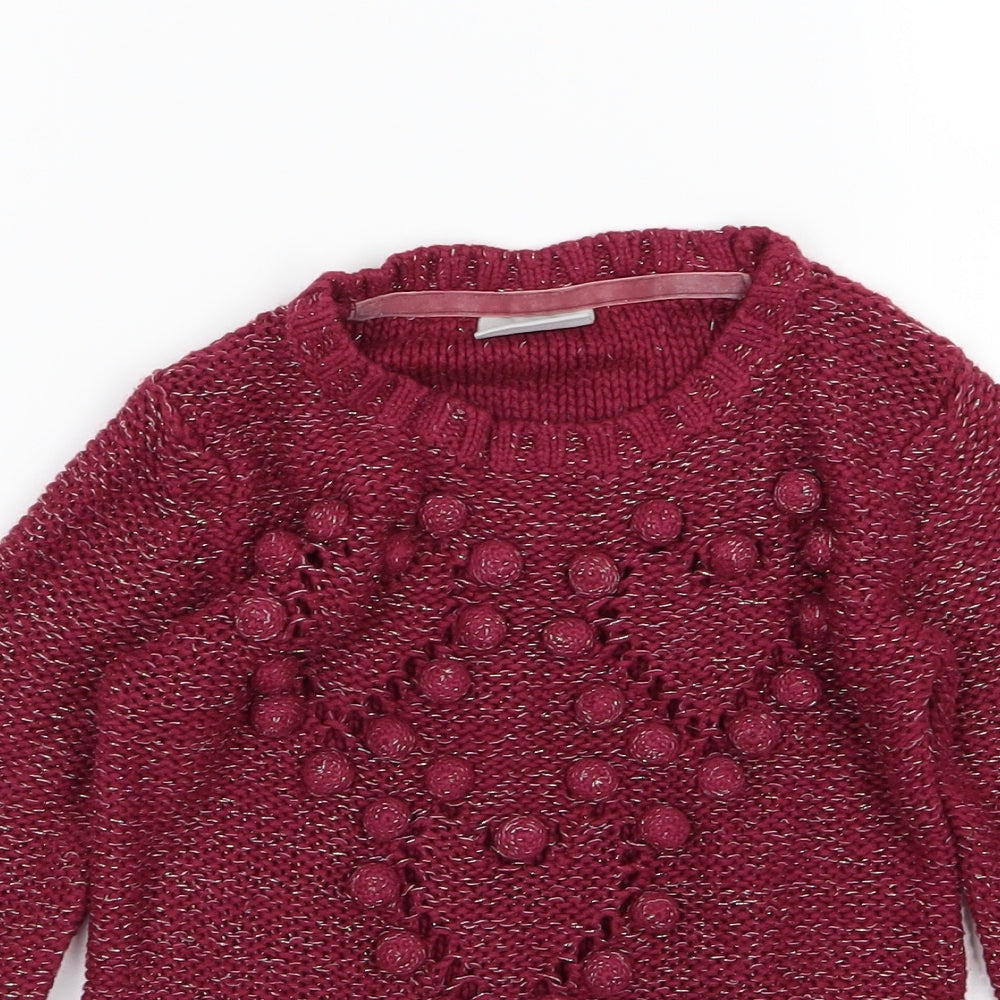 Matalan Girls Purple  Knit Pullover Jumper Size 4-5 Years