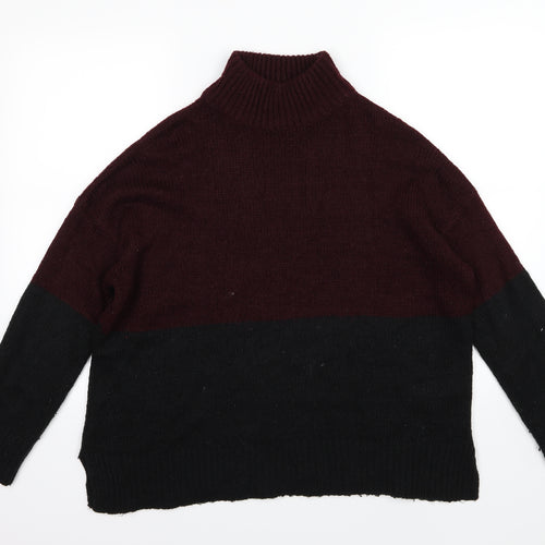 New Look Womens Black Striped Knit Pullover Jumper Size L