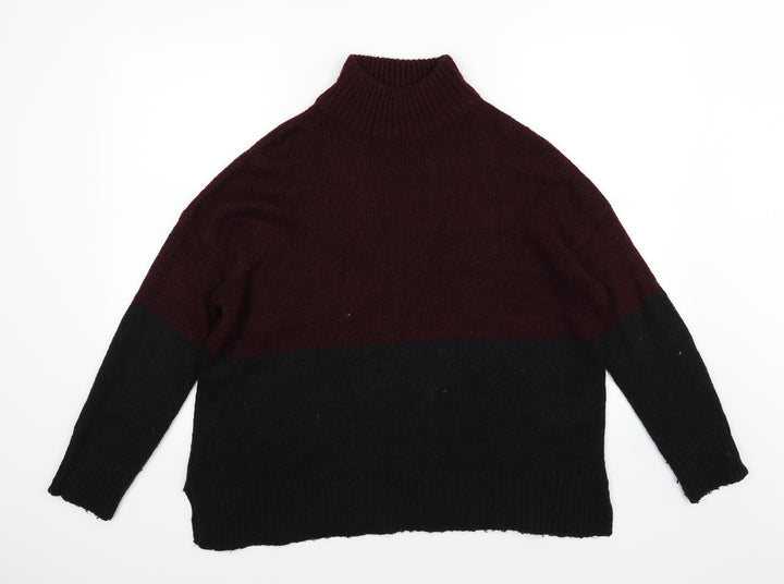 New Look Womens Black Striped Knit Pullover Jumper Size L