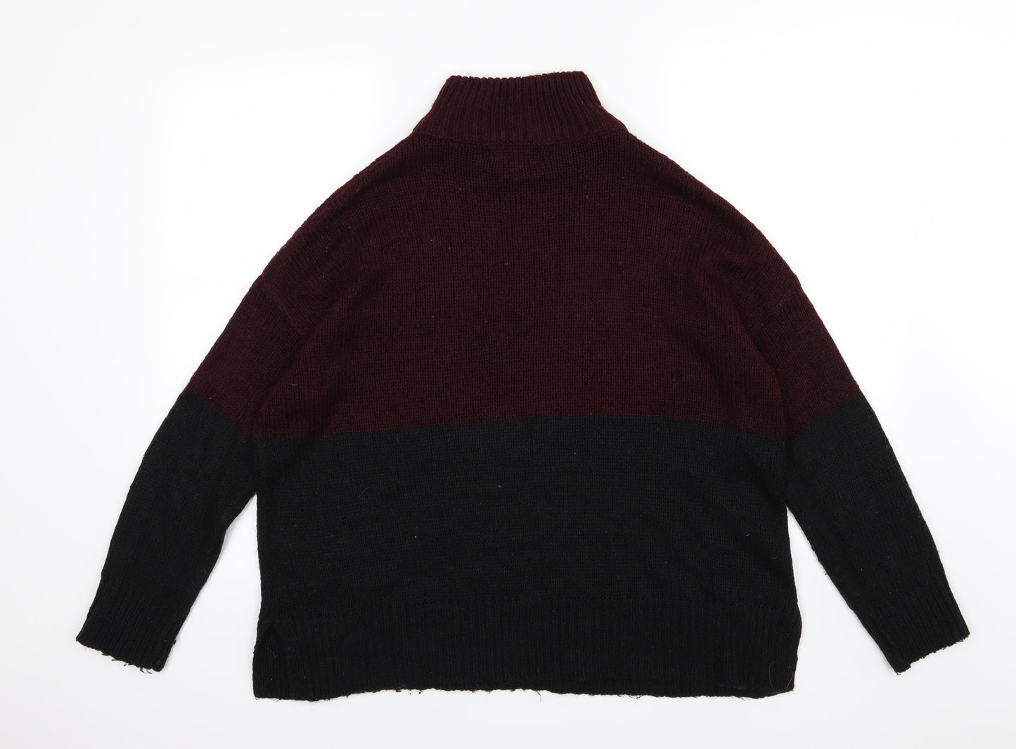 New Look Womens Black Striped Knit Pullover Jumper Size L
