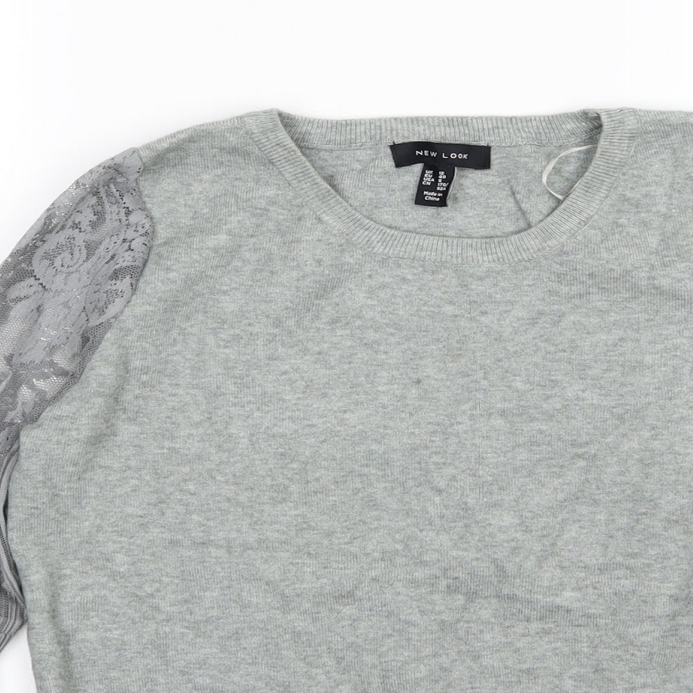 New Look Womens Grey  Knit Pullover Jumper Size 12