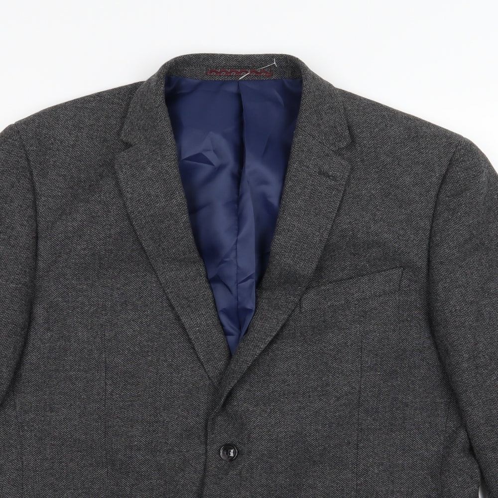 Marks and Spencer Mens Grey Herringbone  Jacket Suit Jacket Size 42
