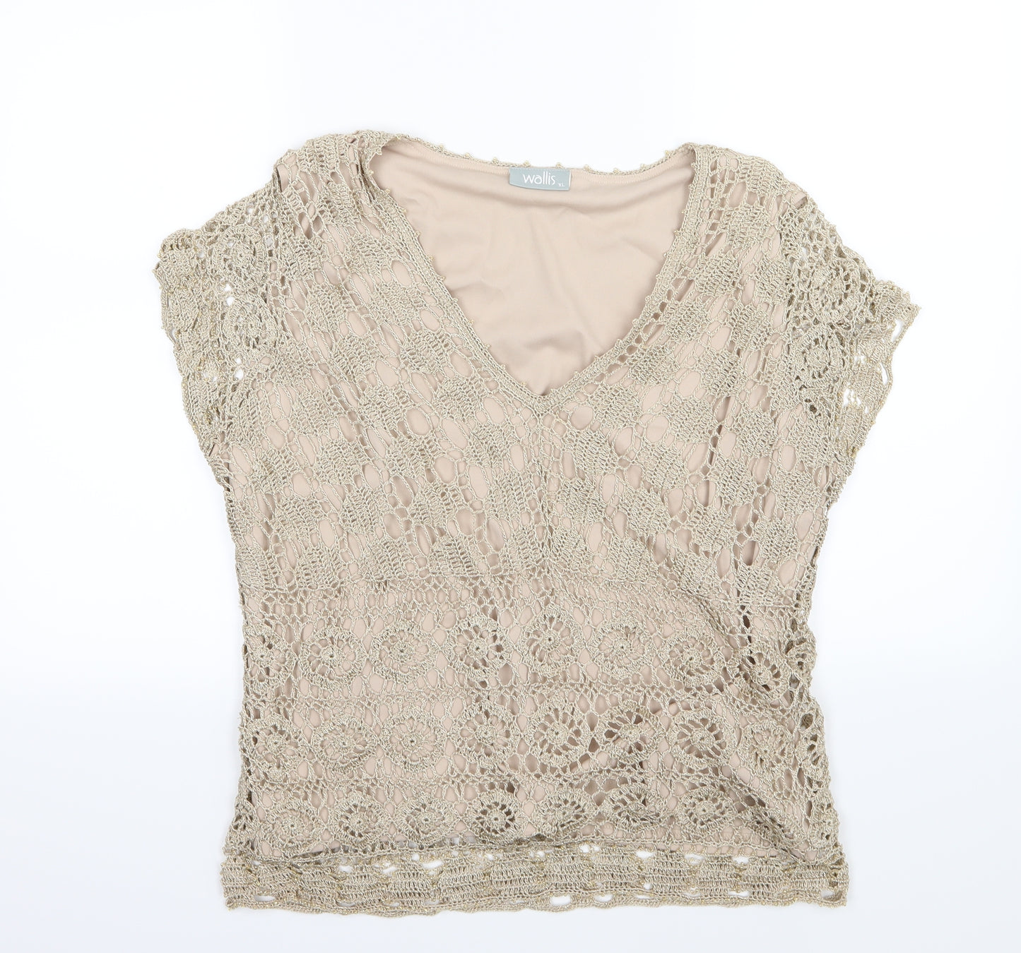 Wallis Womens Gold  Knit Basic Blouse Size XL