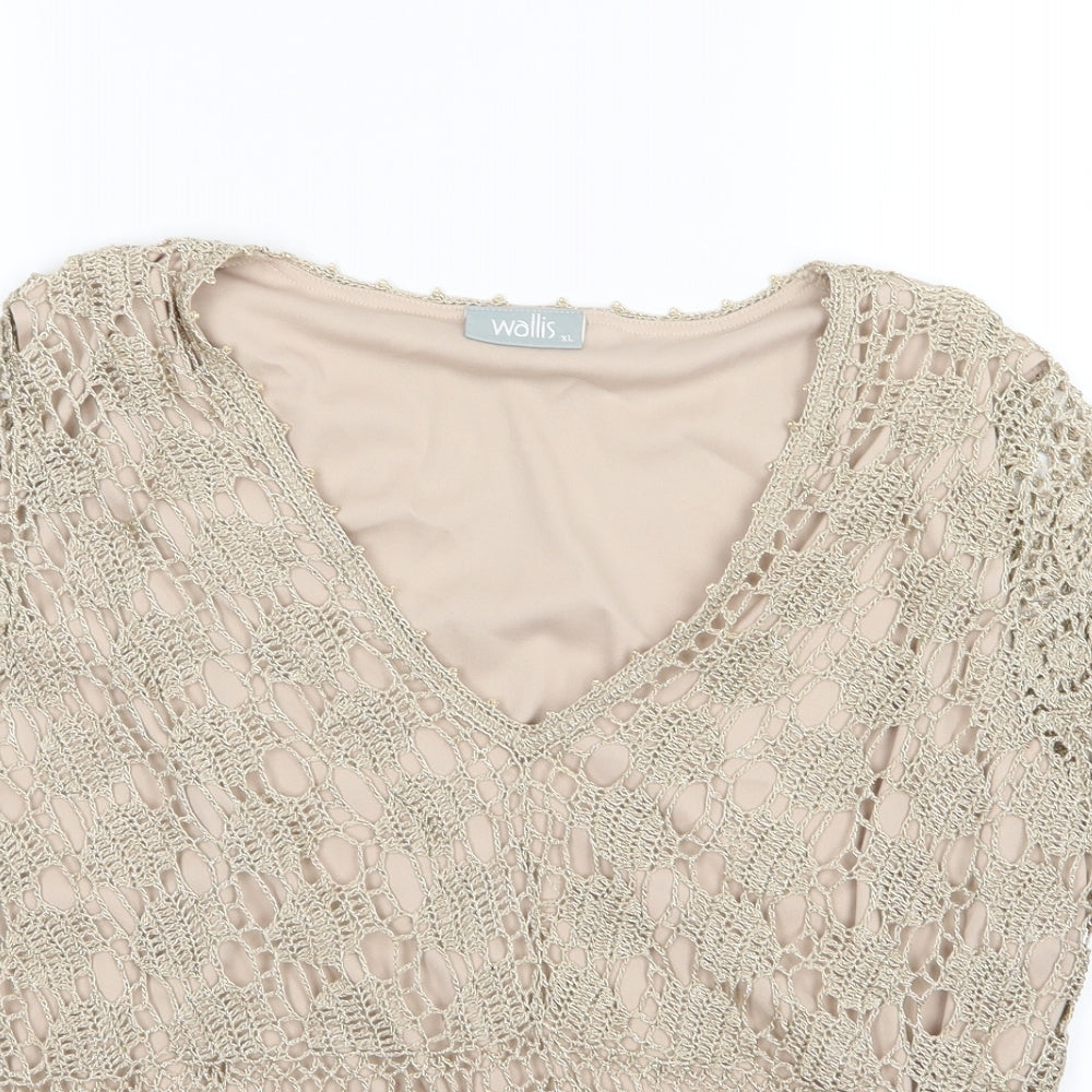 Wallis Womens Gold  Knit Basic Blouse Size XL