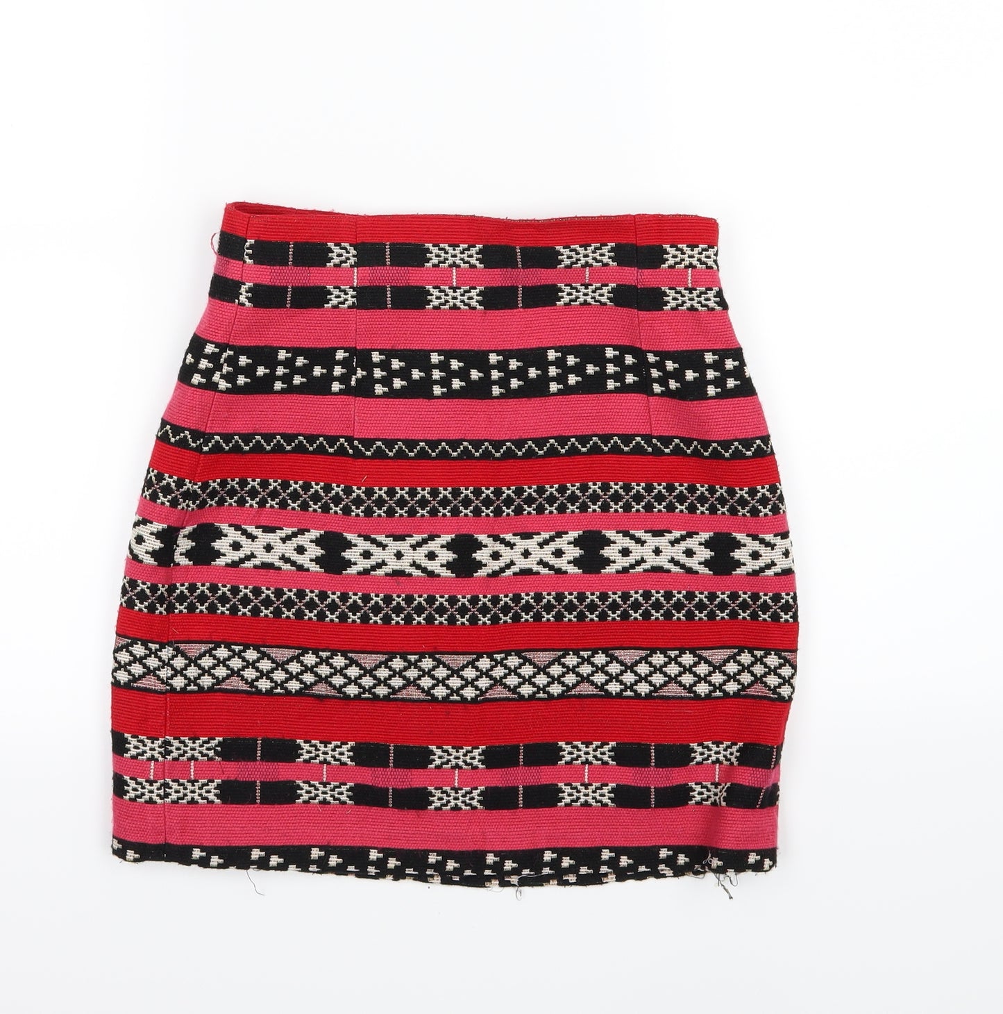 Zara Womens Multicoloured Striped  A-Line Skirt Size XS
