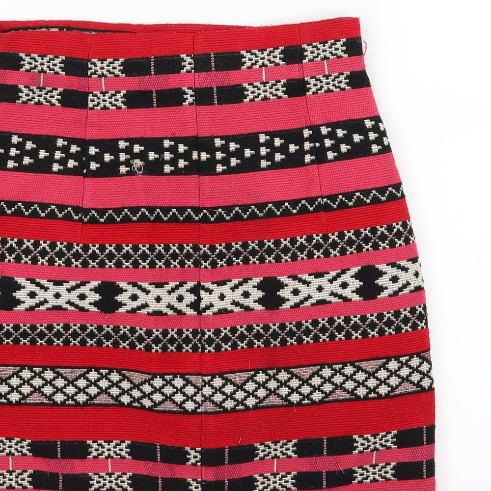 Zara Womens Multicoloured Striped  A-Line Skirt Size XS