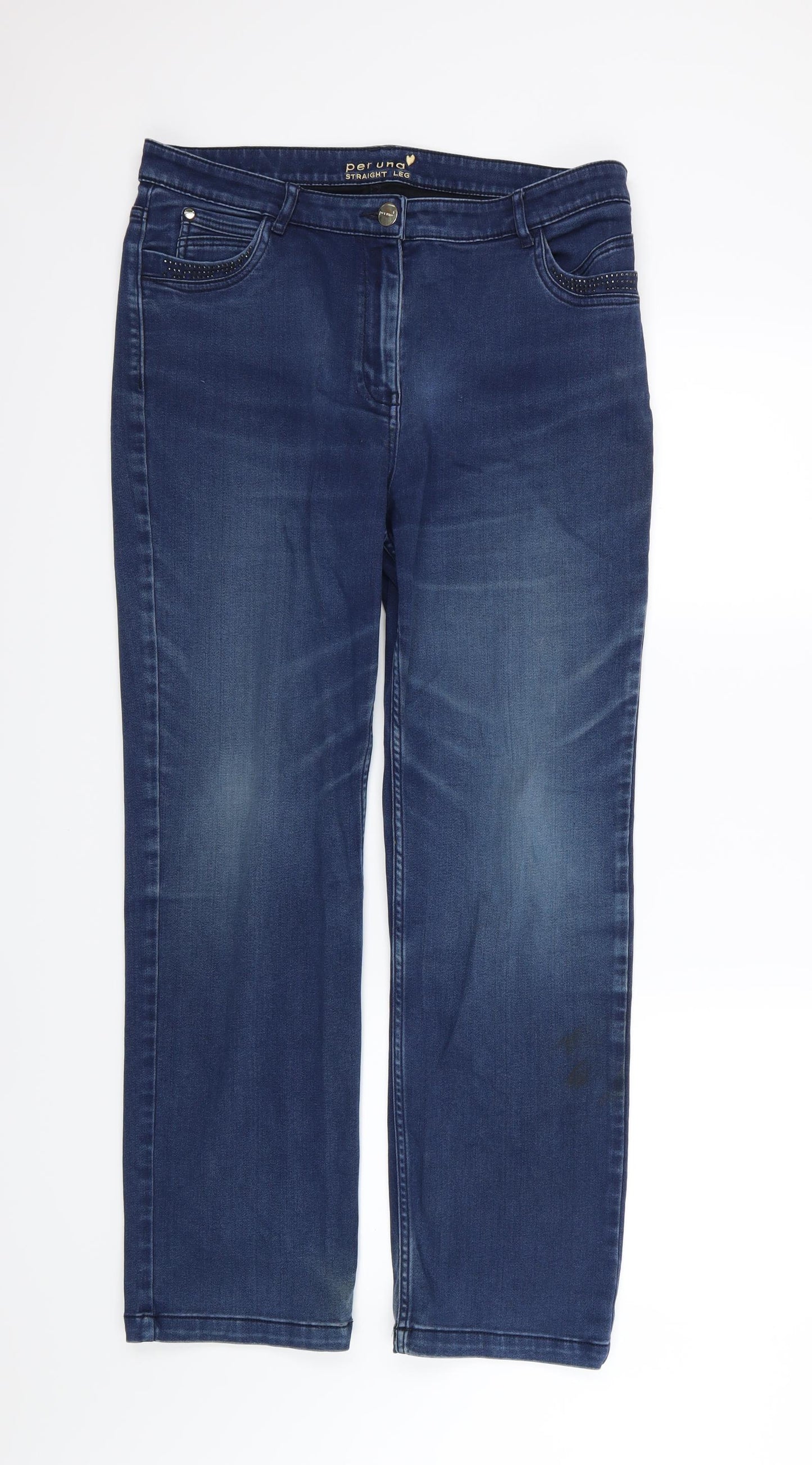 Marks and Spencer Womens Blue  Denim Straight Jeans Size 16 L29 in