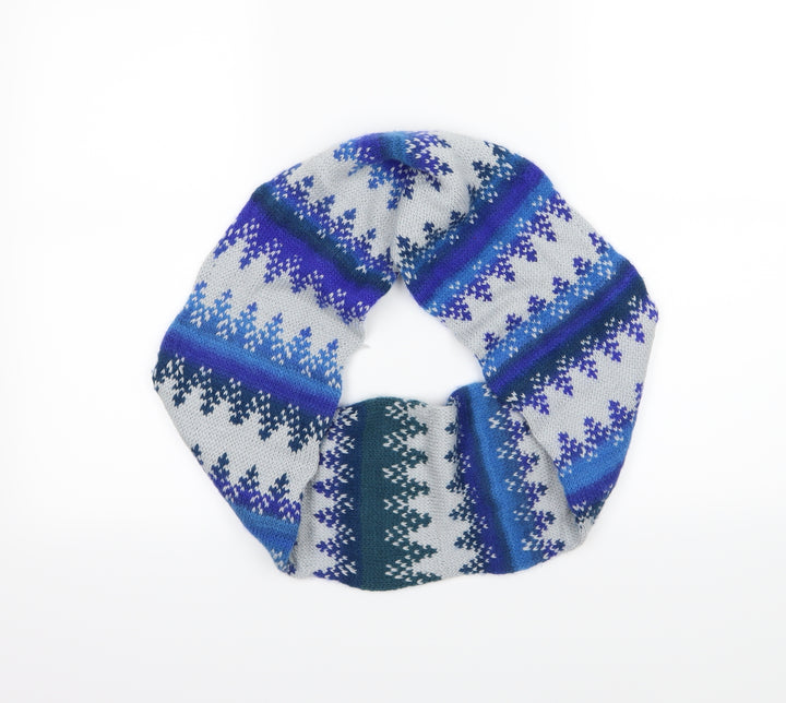 Preworn Womens Blue Striped Knit Scarf - Snood
