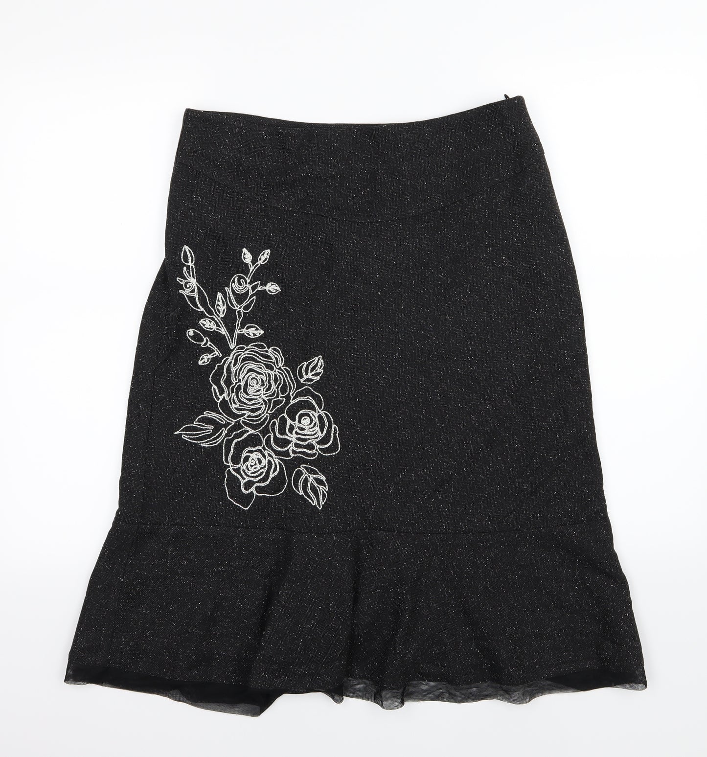 George Womens White Floral  A-Line Skirt Size 14