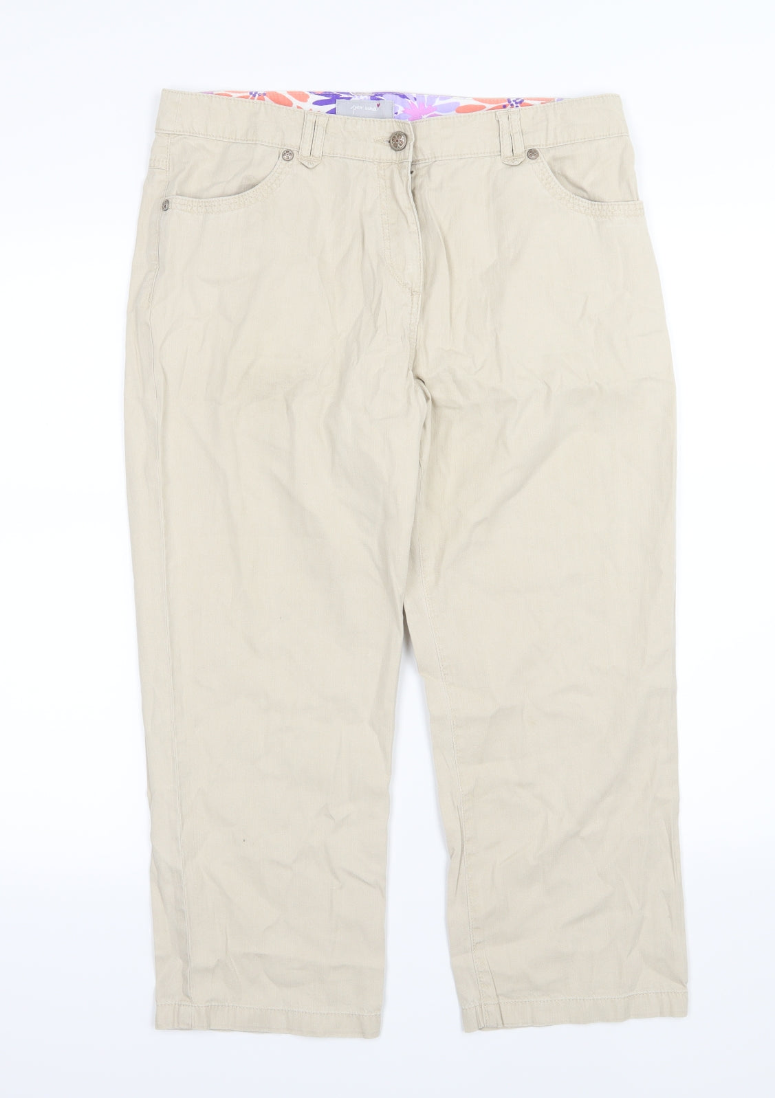 Per Una Womens Beige   Cropped Jeans Size 14 L23 in