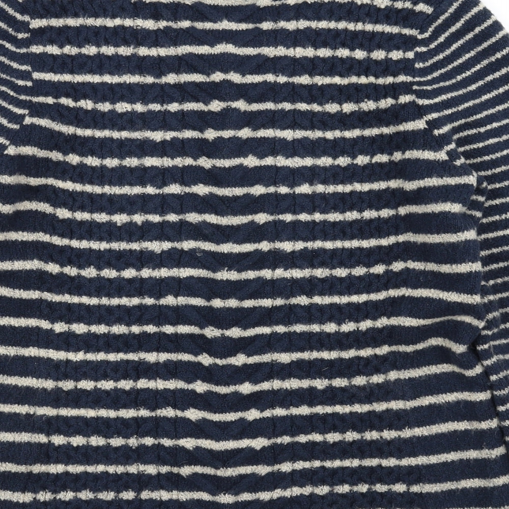 Weird Fish Womens Blue Striped  Cardigan Jumper Size 14
