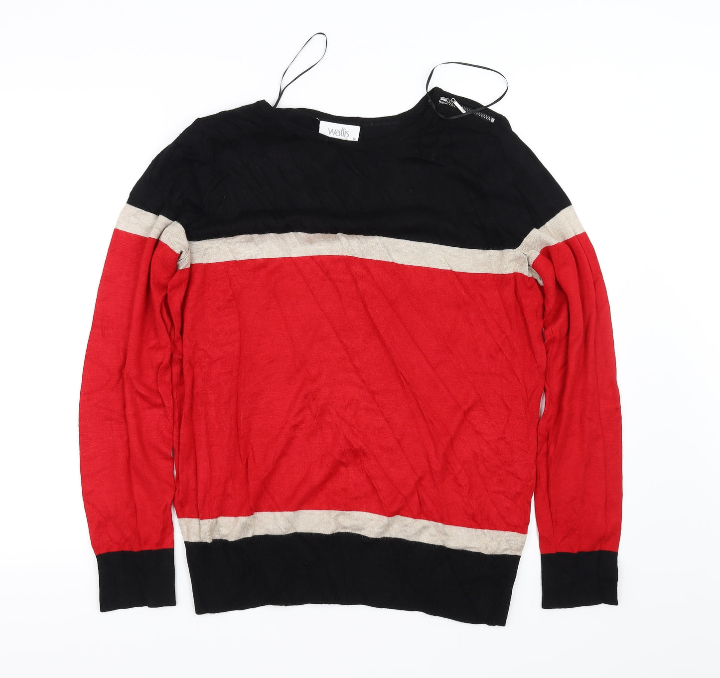 Wallis Womens Red Striped  Pullover Jumper Size 16