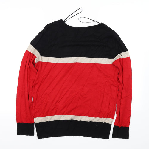 Wallis Womens Red Striped  Pullover Jumper Size 16