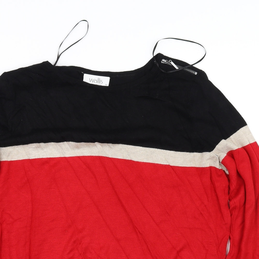 Wallis Womens Red Striped  Pullover Jumper Size 16