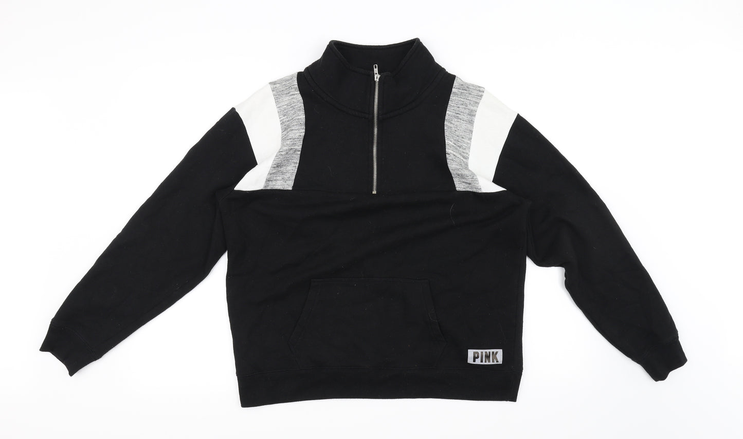 PINK Womens Black   Henley Jumper Size S