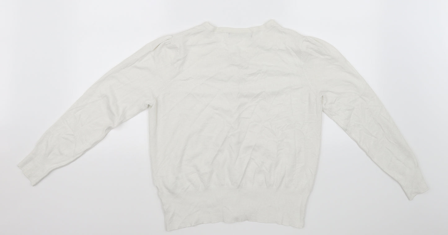 Marks and Spencer Womens White   Cardigan Jumper Size 14