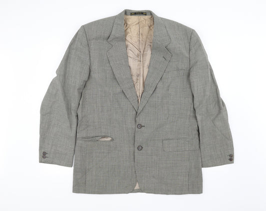 Front view of Burton men’s beige check jacket blazer, size 42