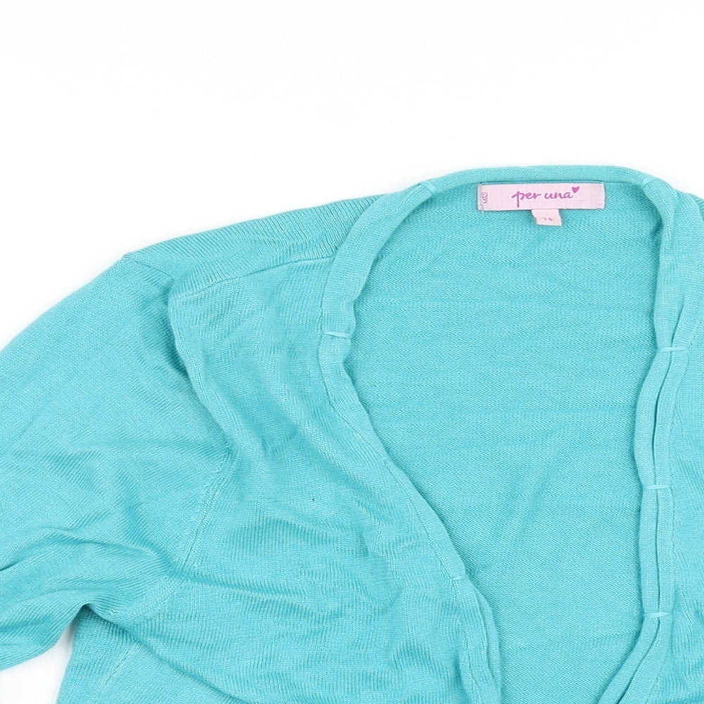 Per Una Womens Blue   Cardigan Jumper Size 14