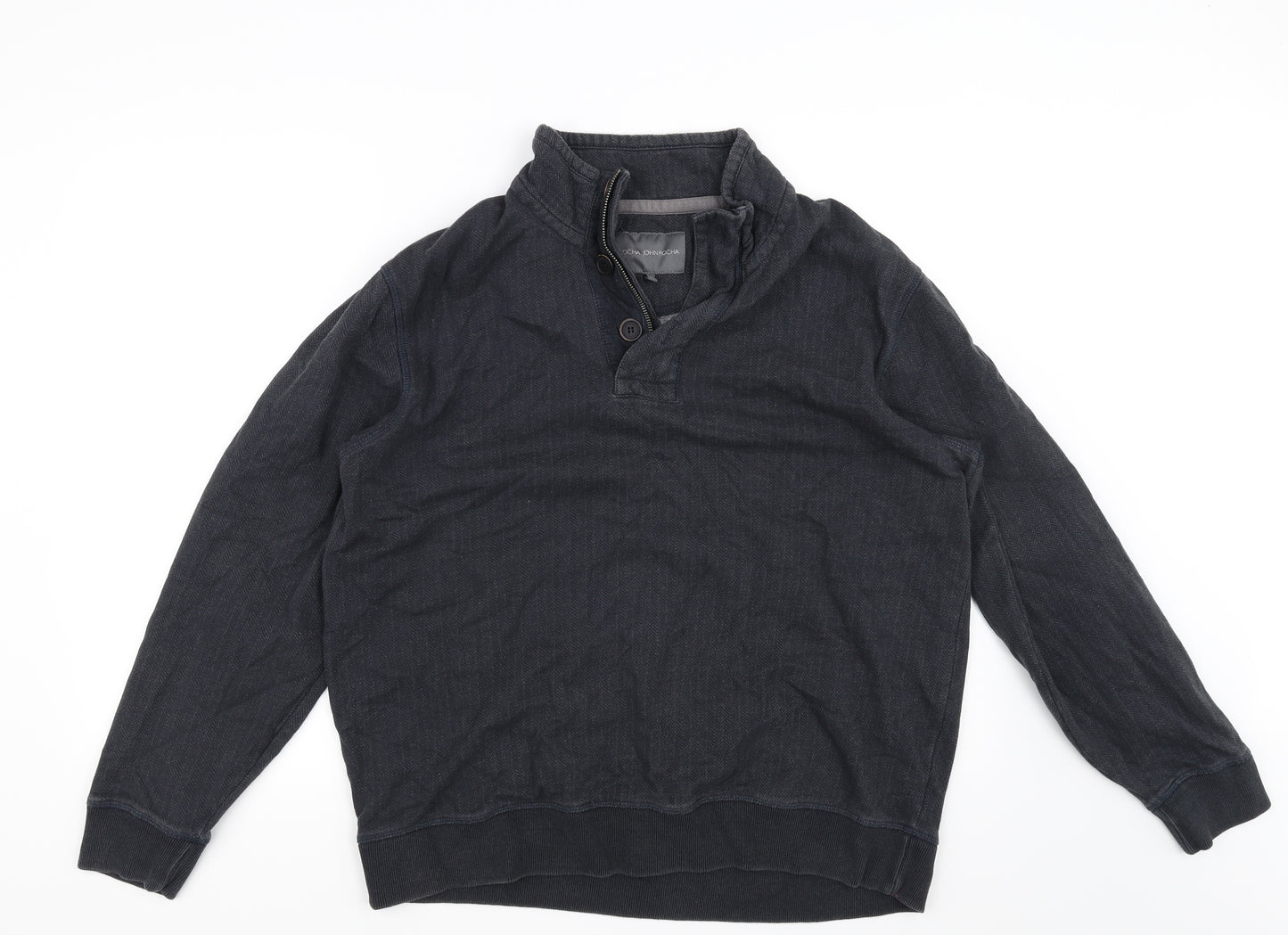 RJR.John Rocha Mens Black   Henley Jumper Size L