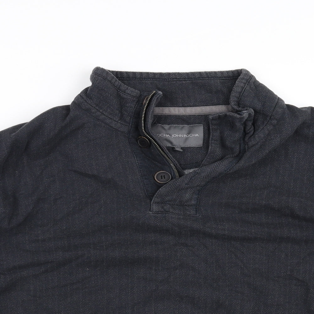 RJR.John Rocha Mens Black   Henley Jumper Size L