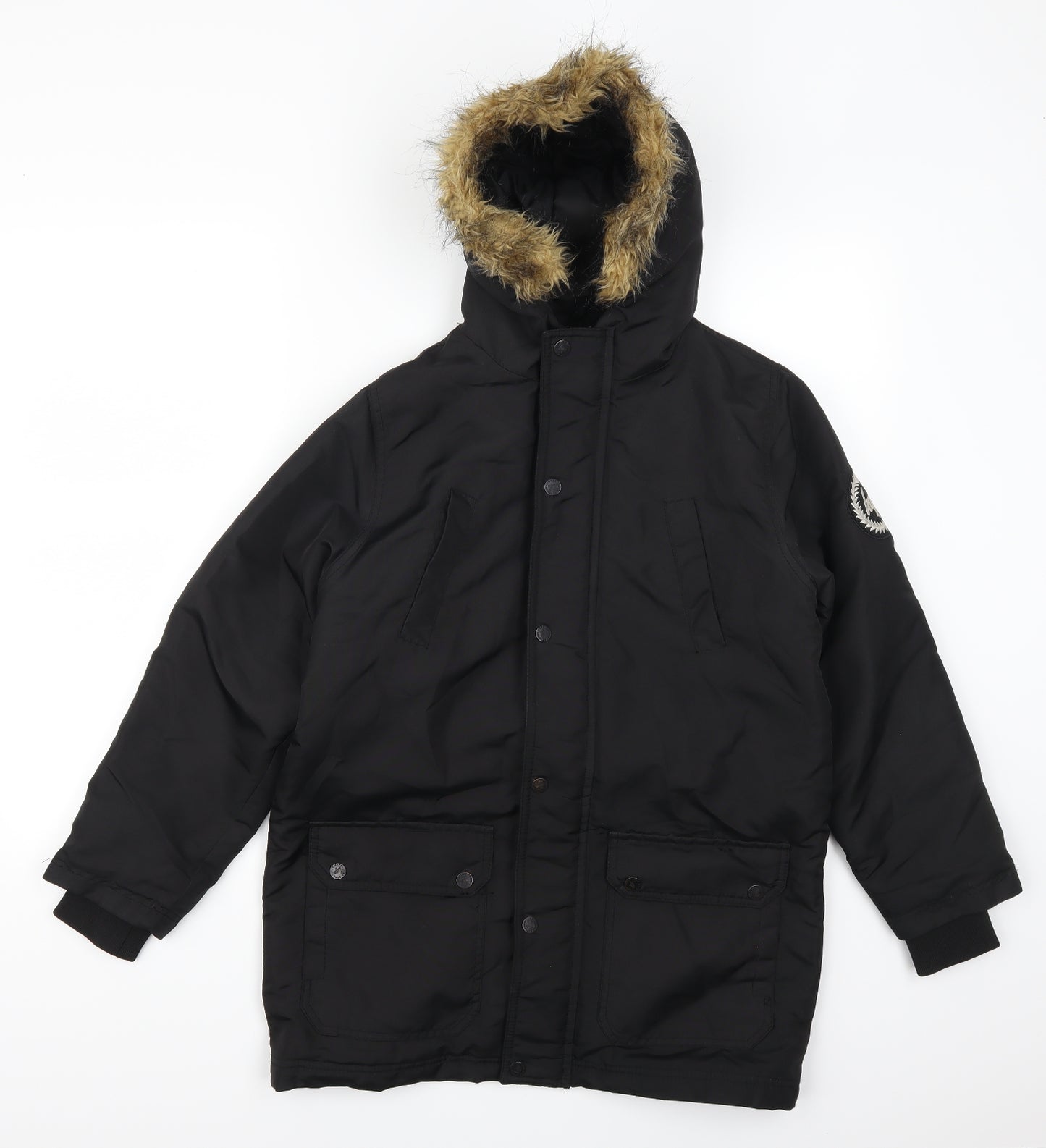 Hype Boys Black   Parka Coat Size 11-12 Years