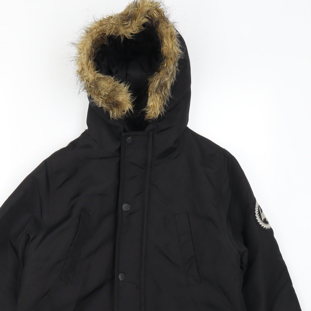 Hype Boys Black   Parka Coat Size 11-12 Years