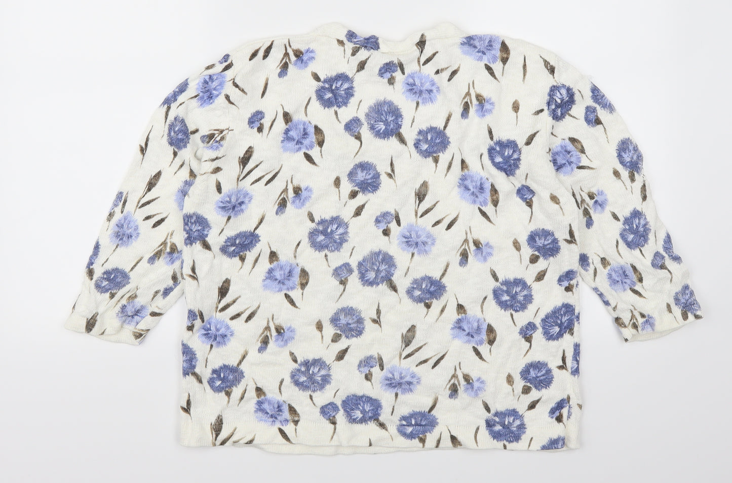 Minuet Womens White Floral  Pullover Jumper Size 18