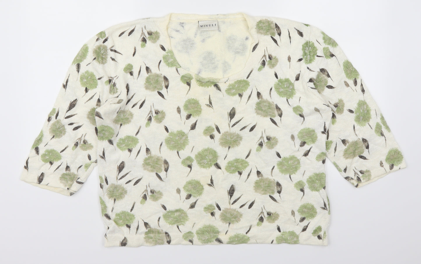 Minuet Womens Green Floral  Pullover Jumper Size 18