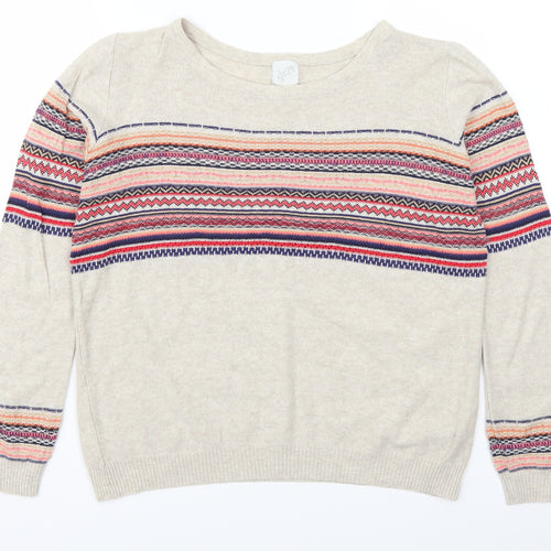 George Womens Beige Striped  Pullover Jumper Size 14