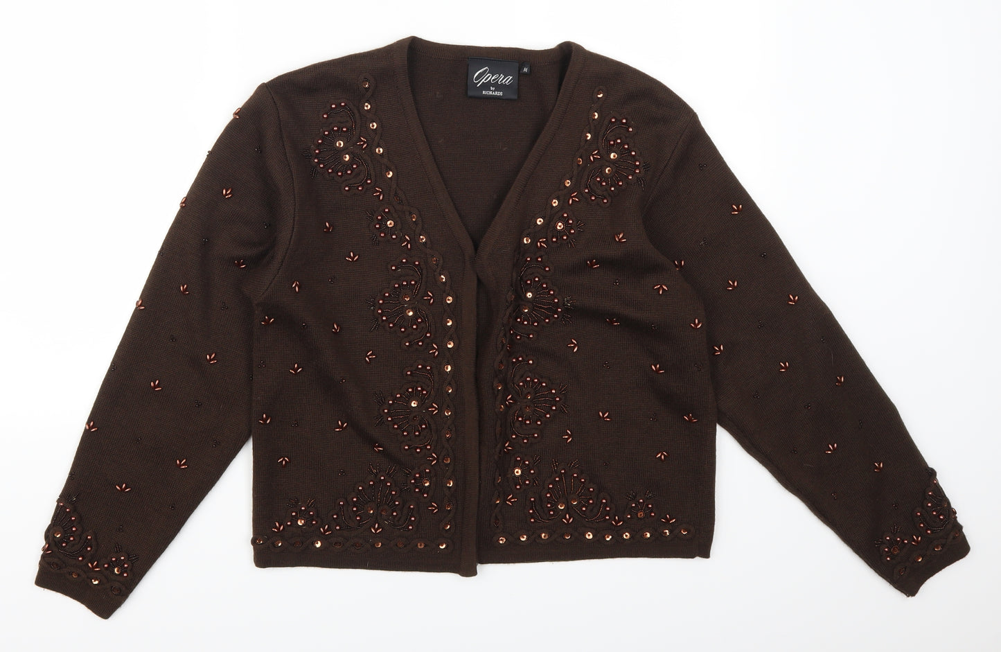 Opera Womens Brown Floral  Cardigan Jumper Size M