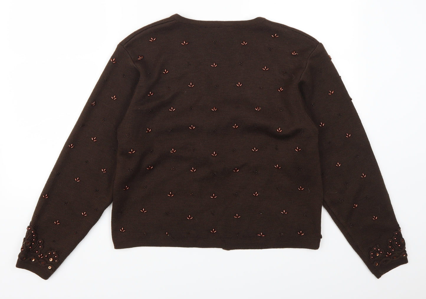 Opera Womens Brown Floral  Cardigan Jumper Size M