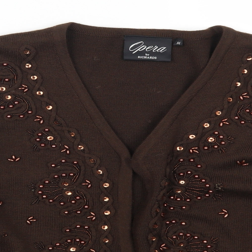 Opera Womens Brown Floral  Cardigan Jumper Size M