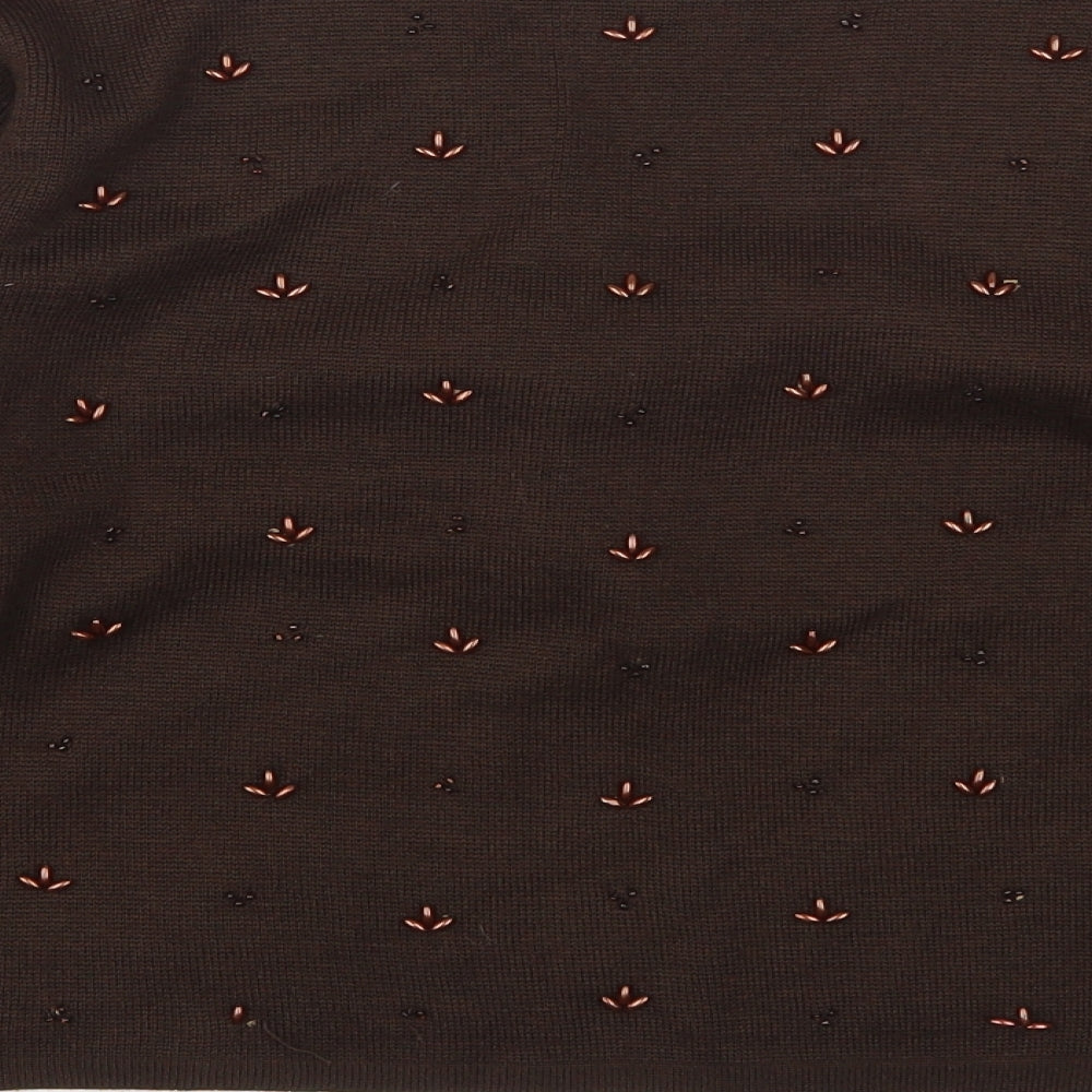 Opera Womens Brown Floral  Cardigan Jumper Size M