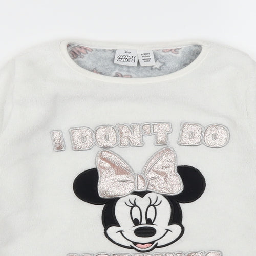 Primark Girls White Solid  Top Pyjama Top Size 9-10 Years  - Minnie Mouse I don't do mornings