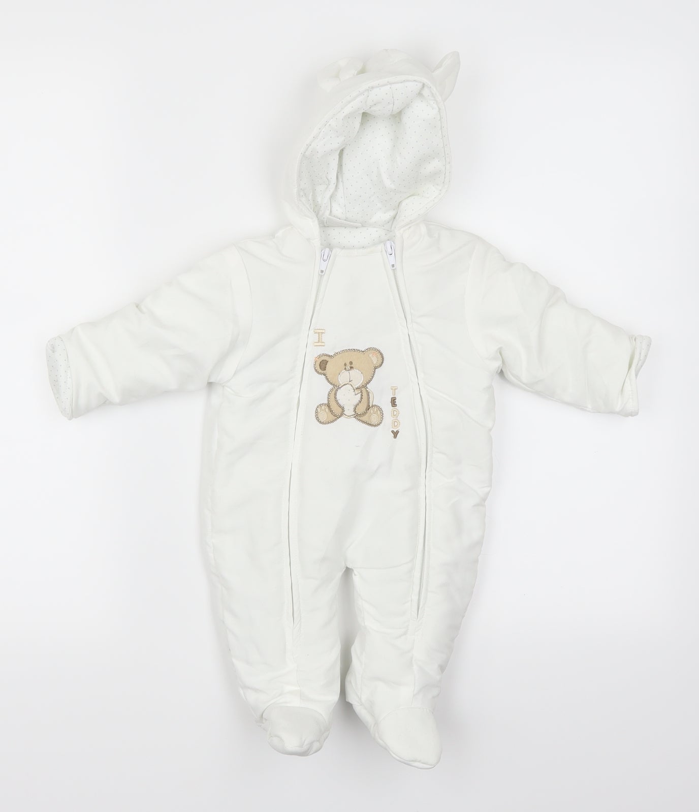 Baby Bonito Baby White   Basic Coat Coat Size 3-6 Months  - Teddy