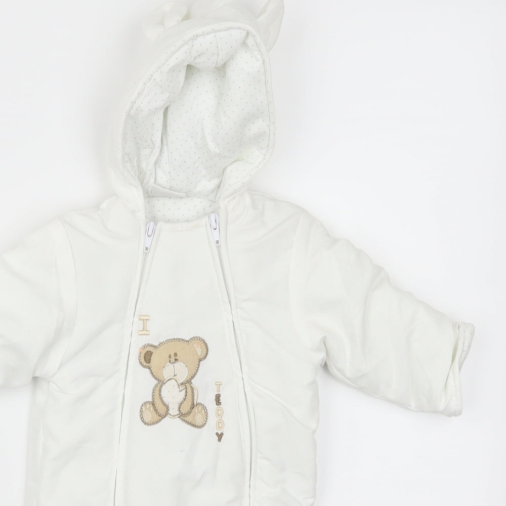Baby Bonito Baby White   Basic Coat Coat Size 3-6 Months  - Teddy