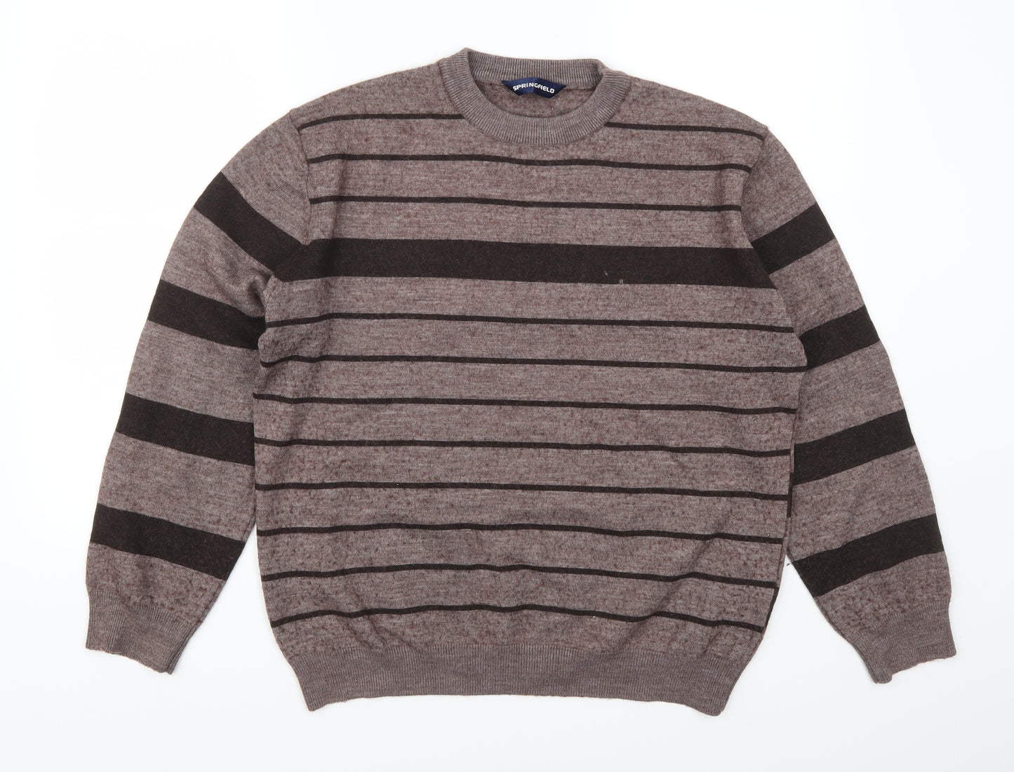 Springfield Mens Brown Striped  Pullover Jumper Size L