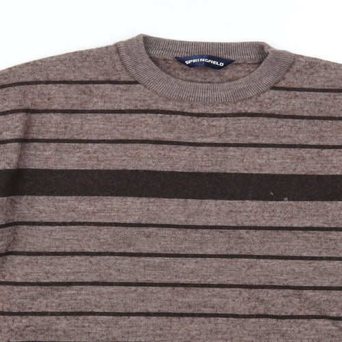 Springfield Mens Brown Striped  Pullover Jumper Size L