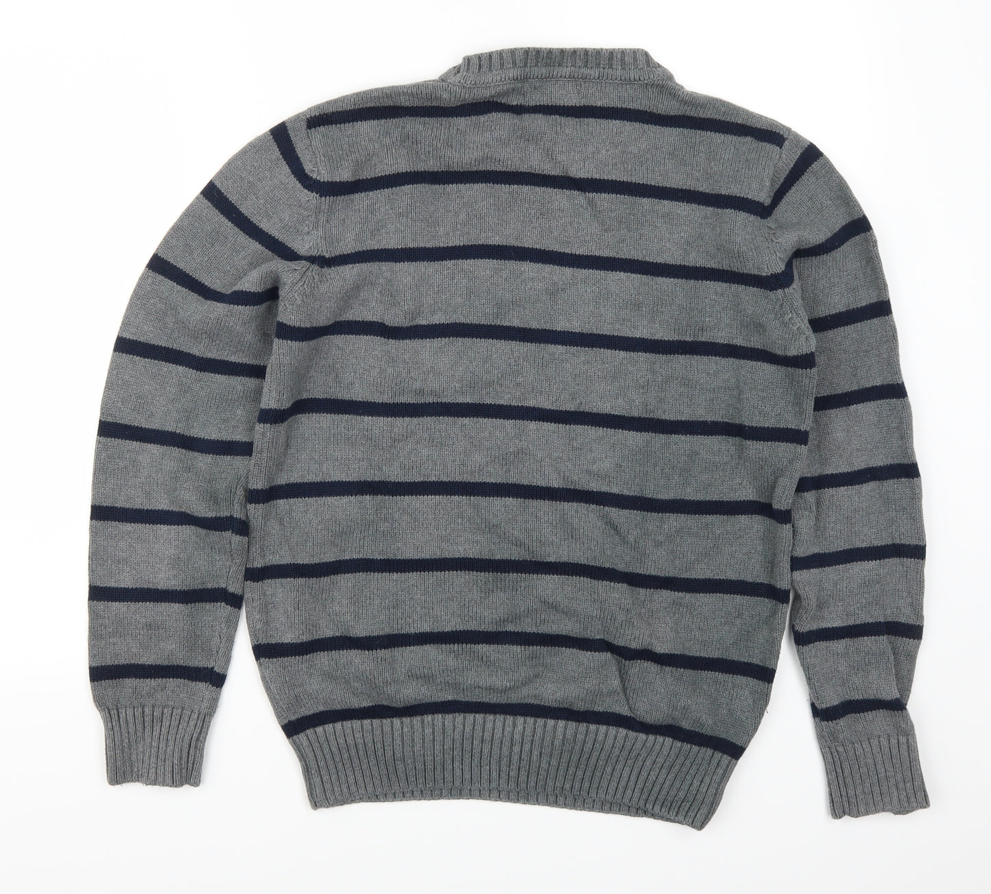 Cubus Mens Grey Striped  Pullover Jumper Size L