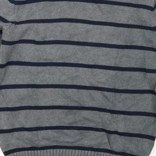 Cubus Mens Grey Striped  Pullover Jumper Size L