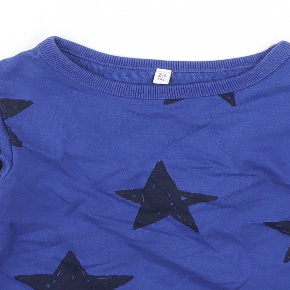 Marks and Spencer Boys Blue Geometric  Pullover Sweatshirt Size 2-3 Years  - Stars