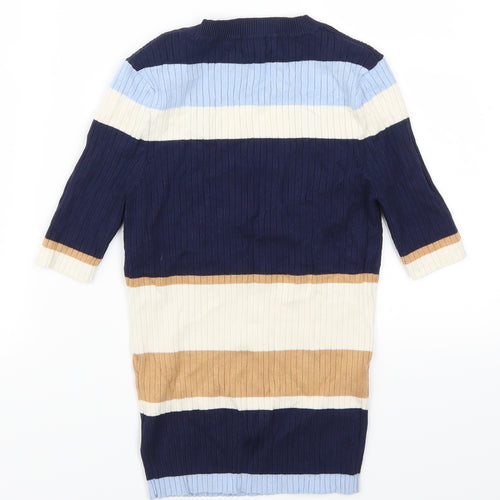 River Island Womens Blue Striped  Basic T-Shirt Size 8