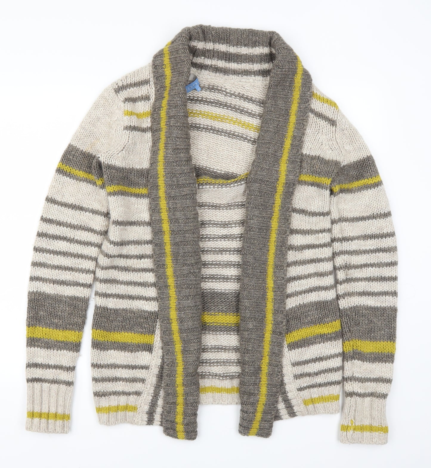 I Blues Club Womens Beige Striped  Cardigan Jumper Size S  - Yellow
