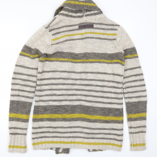 I Blues Club Womens Beige Striped  Cardigan Jumper Size S  - Yellow