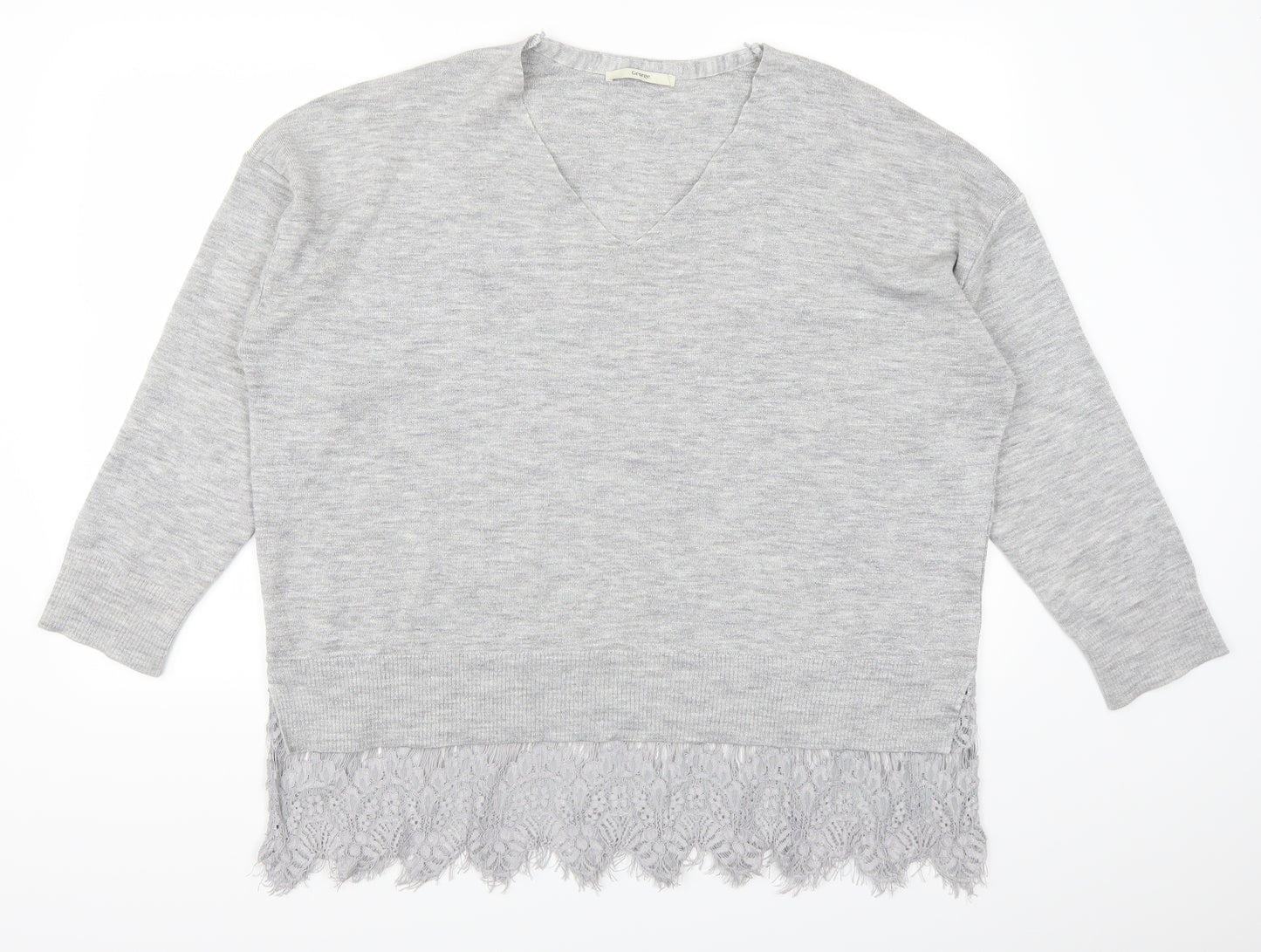 George Womens Grey  Lace Pullover Jumper Size 22